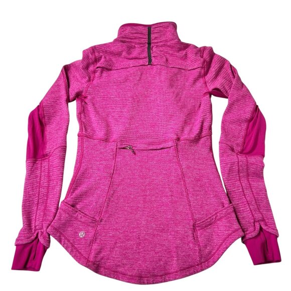 Lululemon Womens Pink Base Runner 1/2 Zip Mini Check Pique Raspberry Top Size 6 - Picture 6 of 15